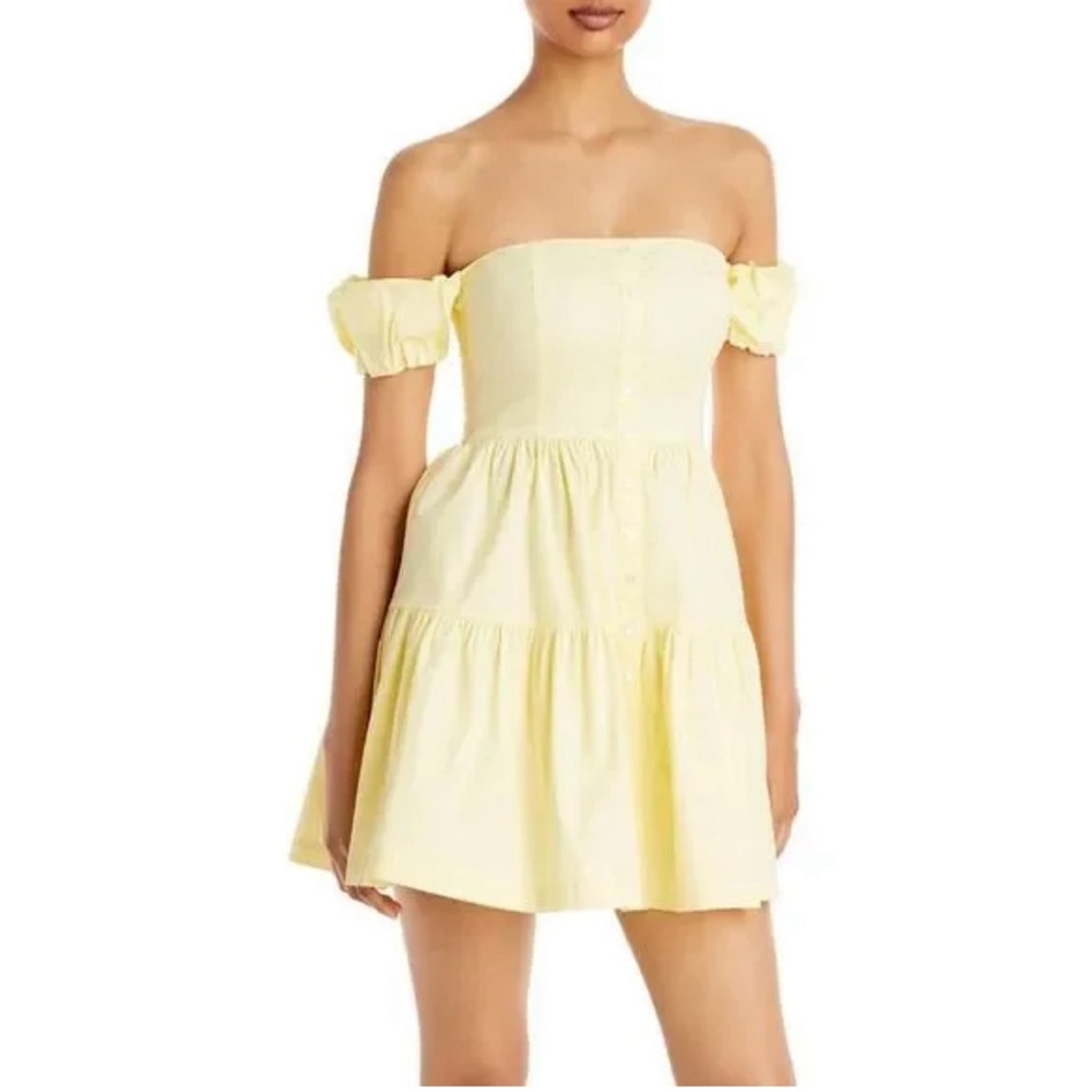 STAUD Light Yellow Off-Shoulder Dress